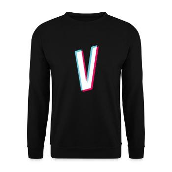 V - Buchstabe V - Unisex Pullover - Schwarz - Vorne - Alina (178cm) & Michal (187cm)