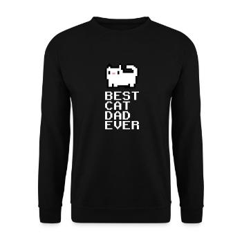 Best Cat Dad Katze Haustier Pixelart Pixel gaming - Unisex Pullover - Schwarz - Vorne - Alina (178cm) & Michal (187cm)