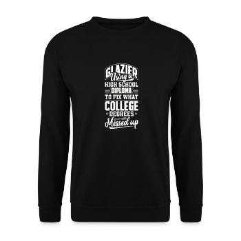 Glazier Window Fitter Pun - Unisex Sweatshirt - black - Front - Alina (178cm) & Michal (187cm)