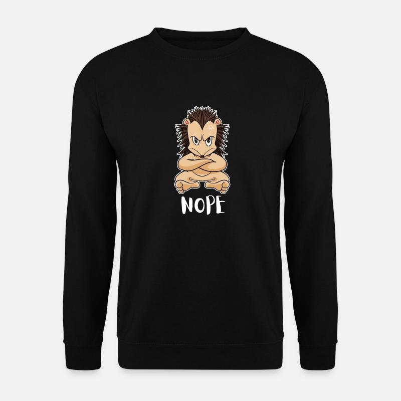 Nope Funny Lazy Hedgehog - Unisex Sweatshirt - black