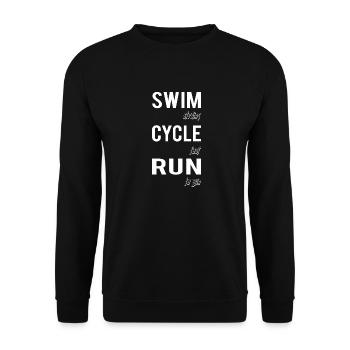 Marathon Triathlon Running joggen Biking Radfahren - Unisex Pullover - Schwarz - Vorne - Alina (178cm) & Michal (187cm)