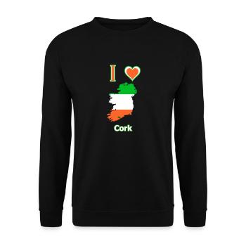 Irelandkarte Flagge mit der Stadt Cork - Unisex Pullover - Schwarz - Vorne - Alina (178cm) & Michal (187cm)