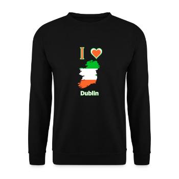 Irelandkarte Flagge mit der Stadt Dublin - Unisex Pullover - Schwarz - Vorne - Alina (178cm) & Michal (187cm)