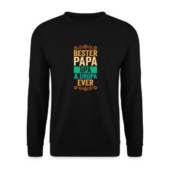 Vater Papa Opa Uropa - Unisex Pullover - Schwarz - Vorne - Alina (178cm) & Michal (187cm)
