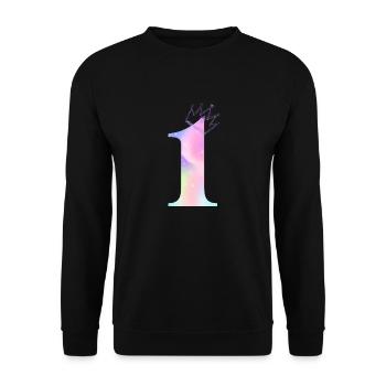Regenbogen zum 1. Jubiläum - Unisex Pullover - Schwarz - Vorne - Alina (178cm) & Michal (187cm)