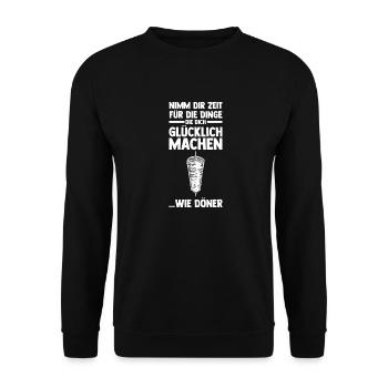 Dönerspieß Kebab Döner - Unisex Pullover - Schwarz - Vorne - Alina (178cm) & Michal (187cm)