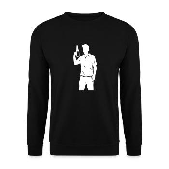 Drinking Team Bottle - Unisex Sweatshirt - black - Front - Alina (178cm) & Michal (187cm)