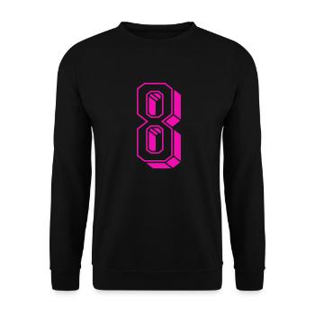 Zahl acht - Nummer 8 pink Mädchen Trikotnummer - Unisex Pullover - Schwarz - Vorne - Alina (178cm) & Michal (187cm)
