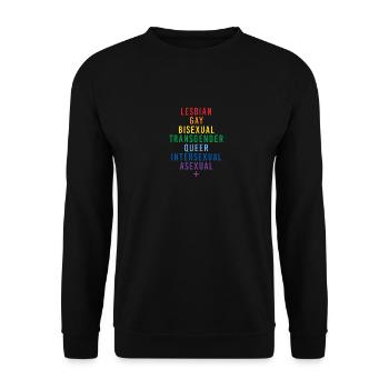 LGBTQIA+ Regenbogen Flagge Geschlechter - Unisex Pullover - Schwarz - Vorne - Alina (178cm) & Michal (187cm)