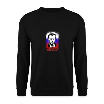 hero,nawalny,graffiti,flagge,russland - Unisex Pullover - Schwarz - Vorne - Alina (178cm) & Michal (187cm)