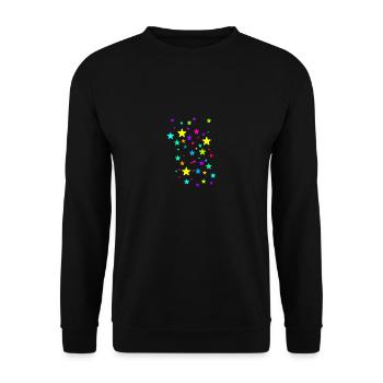 Bunte Sterne, Sterne,Stern, blau, gelb,pink, grün - Unisex Pullover - Schwarz - Vorne - Alina (178cm) & Michal (187cm)