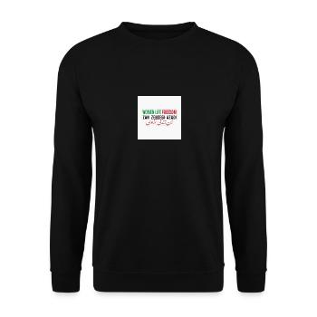 Zan Zendegi Azadi - Unisex Pullover - Schwarz - Vorne - Alina (178cm) & Michal (187cm)