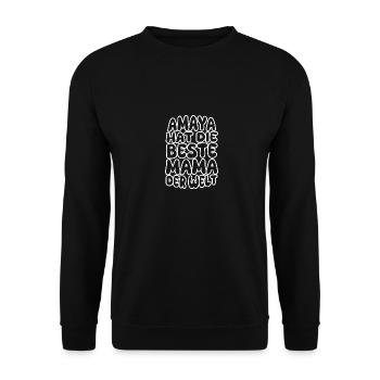 Geschenk für Amaya - Unisex Pullover - Schwarz - Vorne - Alina (178cm) & Michal (187cm)