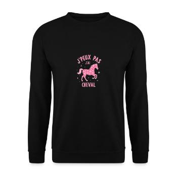 Équitation Humoristique - Cheval Rose - Sweat-shirt Unisexe - noir - Devant - Alina (178cm) & Michal (187cm)