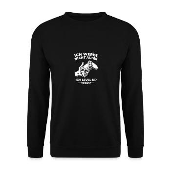 Gamer Level up - Geburtstag Zocken - Unisex Pullover - Schwarz - Vorne - Alina (178cm) & Michal (187cm)