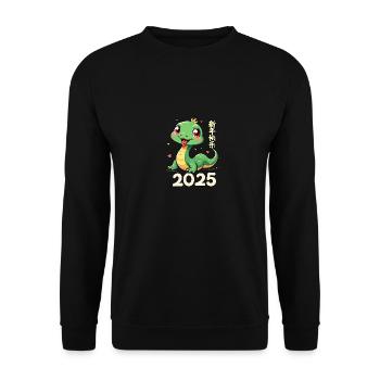 Neujahr China Jahr Der Schlange 2025 - Unisex Pullover - Schwarz - Vorne - Alina (178cm) & Michal (187cm)