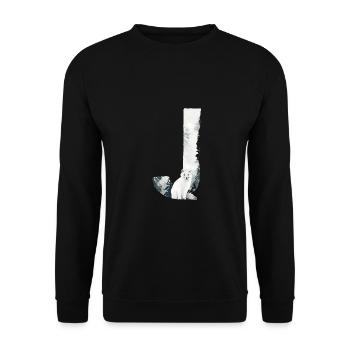 J – caractère décoratif – hiver - Sweat-shirt Unisexe - noir - Devant - Alina (178cm) & Michal (187cm)