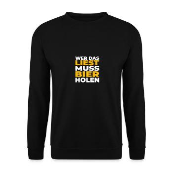 Wer das liest muss Bier holen - Unisex Pullover - Schwarz - Vorne - Alina (178cm) & Michal (187cm)