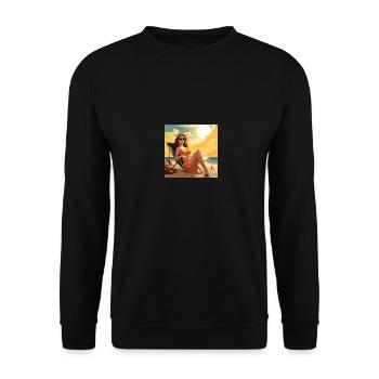 Woman on Beach - Unisex Pullover - Schwarz - Vorne - Alina (178cm) & Michal (187cm)