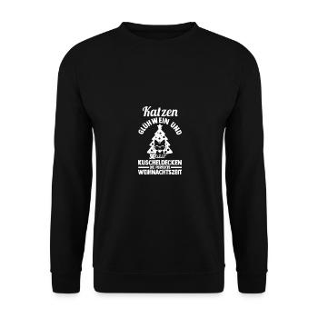 Père Noël Fête de Noël Noël Chats - Sweat-shirt Unisexe - noir - Devant - Alina (178cm) & Michal (187cm)