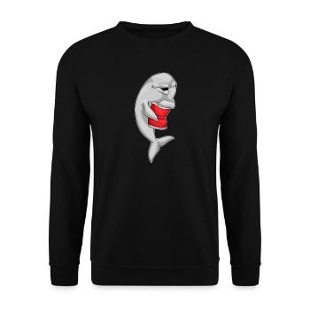 Delfin Chipstüte - Unisex Pullover - Schwarz - Vorne - Alina (178cm) & Michal (187cm)