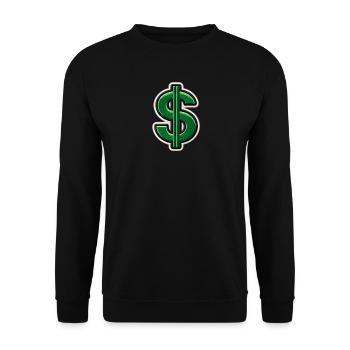 Grüner Dollar-Patch Stickerei - Unisex Pullover - Schwarz - Vorne - Alina (178cm) & Michal (187cm)