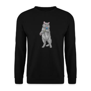 Katze Dart Dartpfeil - Unisex Pullover - Schwarz - Vorne - Alina (178cm) & Michal (187cm)