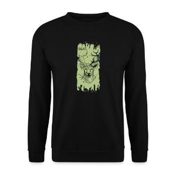 Nature Brush Reindeer Deer Moose Brush Stroke Logo - Unisex Sweatshirt - black - Front - Alina (178cm) & Michal (187cm)