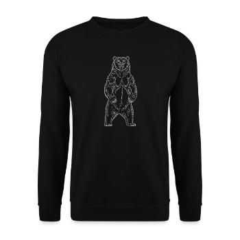 Minimalistische Bär Silhouette Freiheit  - Unisex Pullover - Schwarz - Vorne - Alina (178cm) & Michal (187cm)
