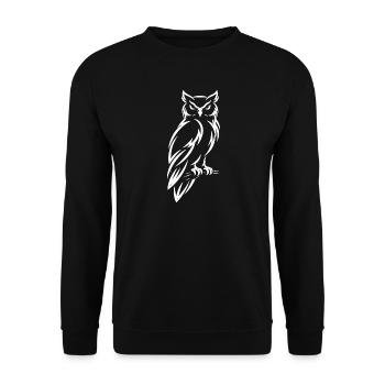 Eule – Mystisches  Natur Design - Unisex Pullover - Schwarz - Vorne - Alina (178cm) & Michal (187cm)