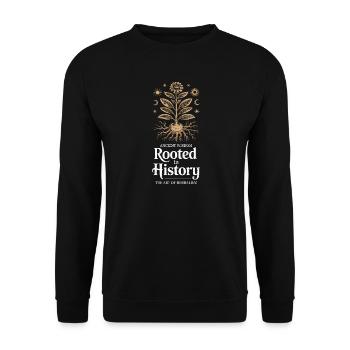 Rooted in History Herbal Wisdom - Unisex Sweatshirt - black - Front - Alina (178cm) & Michal (187cm)