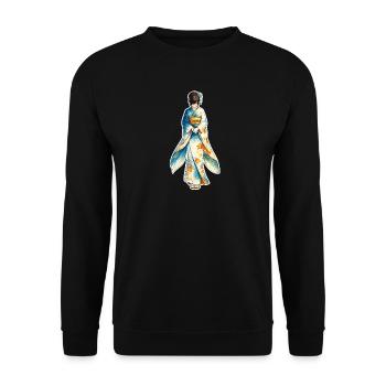 Kimono . 1 . AI generated - Unisex Sweatshirt - black - Front - Alina (178cm) & Michal (187cm)