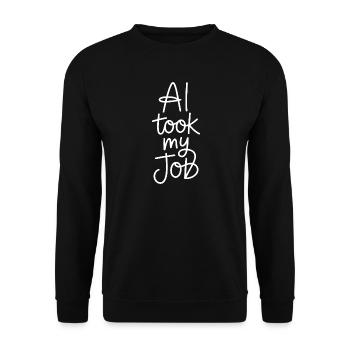 KI hat mir den Job gestohlen - Unisex Pullover - Schwarz - Vorne - Alina (178cm) & Michal (187cm)