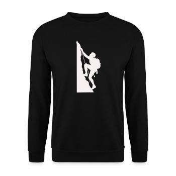 Klettersilhouette am Felsen - Unisex Pullover - Schwarz - Vorne - Alina (178cm) & Michal (187cm)