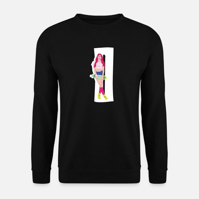 Red-haired skater with skateboard - Unisex Sweatshirt - black