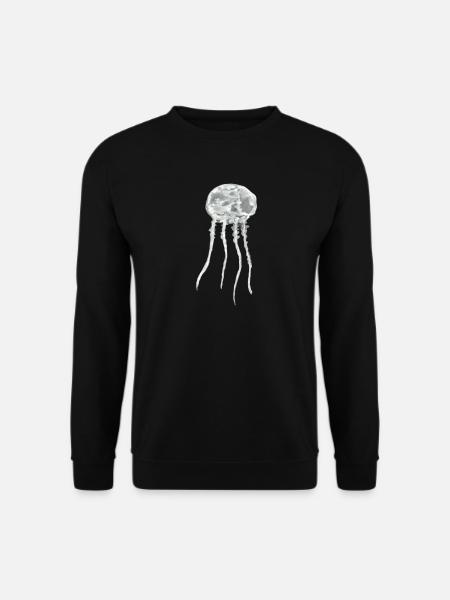 Weiße Qualle Aquarell - Unisex Pullover - Schwarz