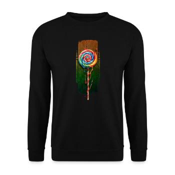 Skurriler Wirbel: Mehrfarbiges Eis am Stiel - Unisex Pullover - Schwarz - Vorne - Alina (178cm) & Michal (187cm)