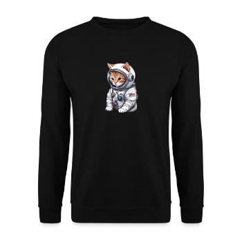 Cute cat as astronaut - Unisex Sweatshirt - black - Front - Alina (178cm) & Michal (187cm)