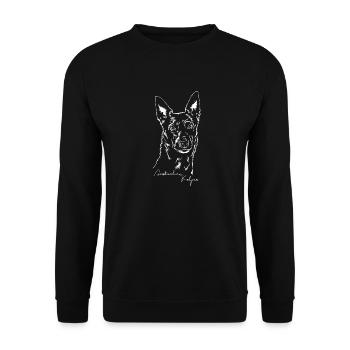 AUSTRALIAN KELPIE Hütehund Hundeportrait Wilsigns - Unisex Pullover - Schwarz - Vorne - Alina (178cm) & Michal (187cm)