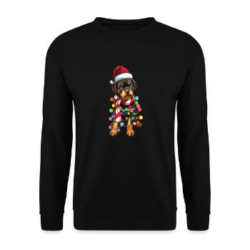 Noël Rottweiler Noël Père Noël Mignon Chien Cadeau - Sweat-shirt Unisexe - noir - Devant - Alina (178cm) & Michal (187cm)