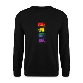 Make love not war - rainbow LGBTQ Design - Unisex Pullover - Schwarz - Vorne - Alina (178cm) & Michal (187cm)