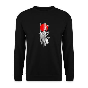 Bamboo Design - Nishikigoi - Koi Fish 2 - Unisex Pullover - Schwarz - Vorne - Alina (178cm) & Michal (187cm)