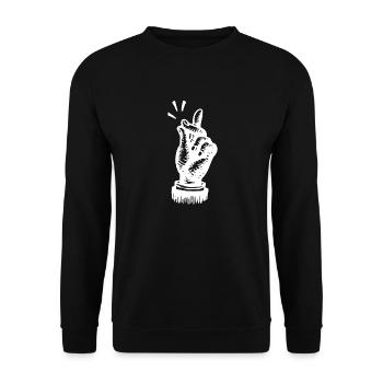 Schnipsen Handbewegung Klatschen - Unisex Pullover - Schwarz - Vorne - Alina (178cm) & Michal (187cm)