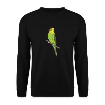 Budgerigar Parakeet Bird Pet Gift - Unisex Sweatshirt - black - Front - Alina (178cm) & Michal (187cm)