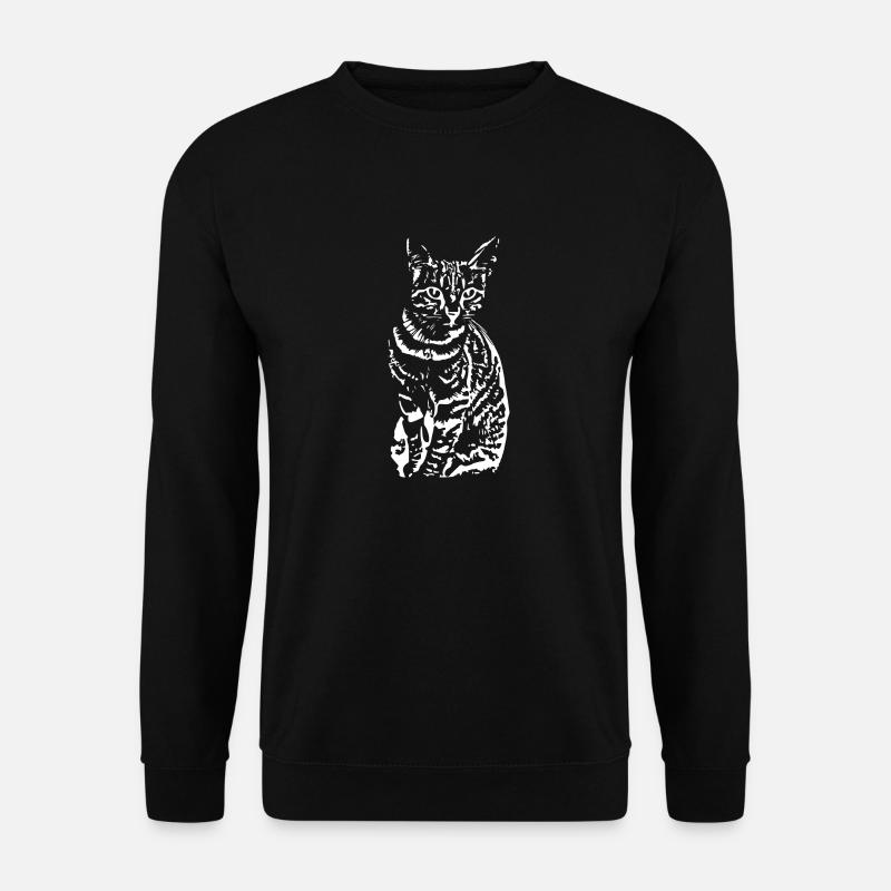 Katze weiß weiße Katze Kätzchen cute Geschenk - Unisex Pullover - Schwarz