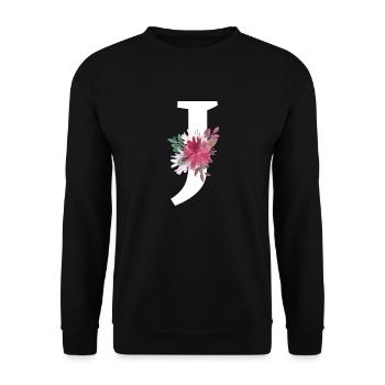 Buchstabe j blumig - Unisex Pullover - Schwarz - Vorne - Alina (178cm) & Michal (187cm)