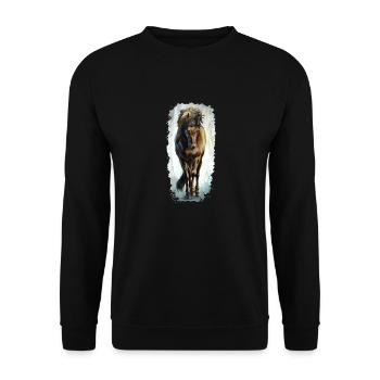 Horse - Unisex Sweatshirt - black - Front - Alina (178cm) & Michal (187cm)