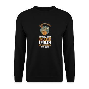 Gitarre Musiker Musikinstrument Ukulele - Unisex Pullover - Schwarz - Vorne - Alina (178cm) & Michal (187cm)