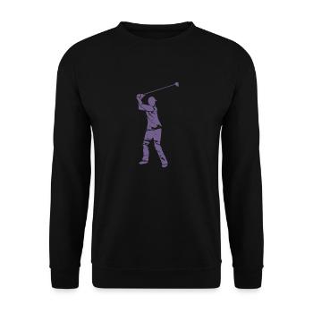 Golf Golfer Silhouette - Weißes Grunge Design - Unisex Pullover - Schwarz - Vorne - Alina (178cm) & Michal (187cm)