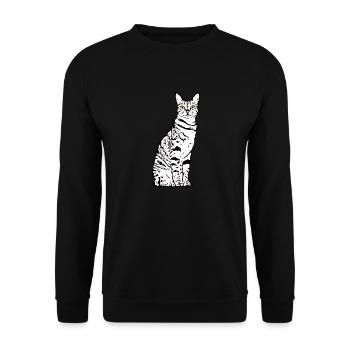 Katze weiß weiße Katzen Kätzchen cute - Unisex Pullover - Schwarz - Vorne - Alina (178cm) & Michal (187cm)
